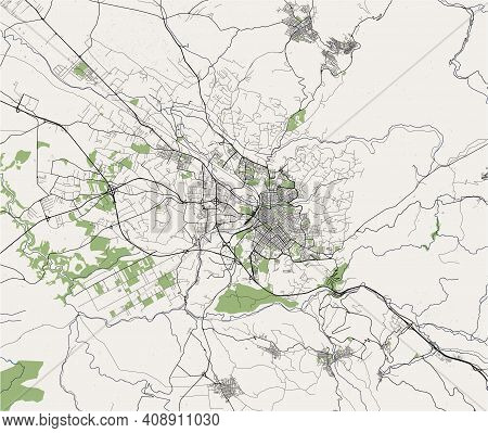 Map Of The City Of Sassari, Italy