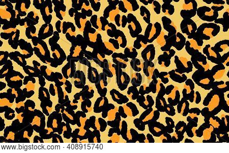 Abstract Modern Leopard Seamless Pattern. Animals Trendy Background. Orange And Black Decorative Vec