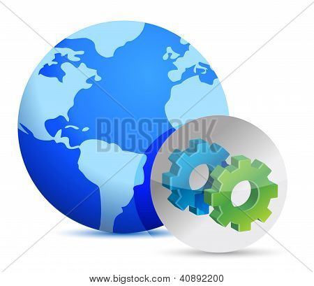 โลกและเครื่องหมายแสดงเกียร์
