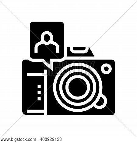 Non-recognition Face Id Because Of Eye Patch And Facial Mask Glyph Icon Vector. Non-recognition Face