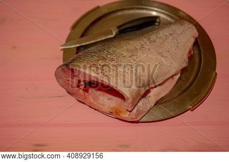 Fathead Minnow Fish Fresh. Background. Piece Of Raw Fish