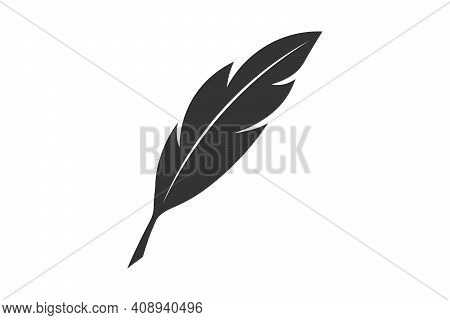 Writing Feather. Simple Icon. Flat Style Element For Graphic Design. Vector Eps10 Illustration.