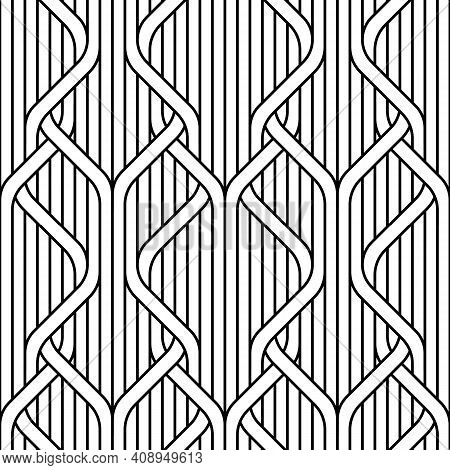 Abstract Simple Geometric Vector Seamless Pattern With Black Line ...