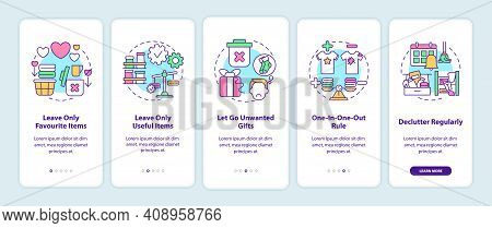 Decluttering Tips Oonboarding Mobile App Page Screen With Concepts. House Cleaning And Decluttering 