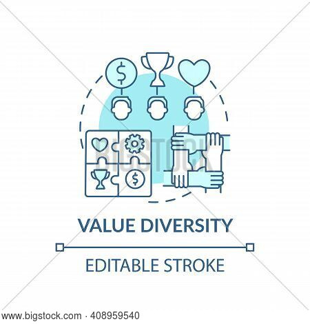 Value Diversity Concept Icon. Top Management Diversity Types. Differences Between Workers. Multicult