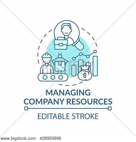 Managing Company Resources Concept Icon. Top Management Tasks. Businesses Resources Effectively Usag