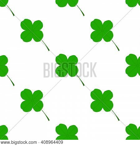 Illustration On Theme Irish Holiday St Patrick Day, Seamless Green Shamrock Clover. Pattern St Patri