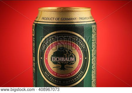 Lviv, Ukraine - July 11, 2020: Eichbaum Beer In A German Can