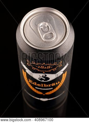 Lviv, Ukraine - July 11, 2020: Edelbrau German Beer In A Can