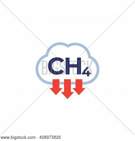 Methane Emissions, Ch4 Icon On White, Vector