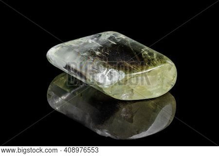 Macro Mineral Stone Gedanite Black Background
