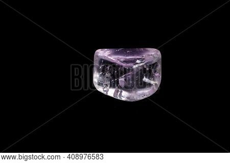 Macro Mineral Stone Spodumene Kunzite Black Background