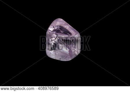 Macro Mineral Stone Spodumene Kunzite Black Background