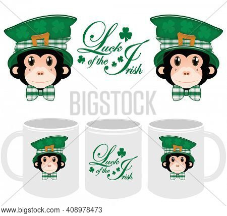 Saint Patrick's Day Template and Mockup for 11oz Mug for Print on Demand