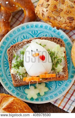 Slice Of Bread With Butter And Egg