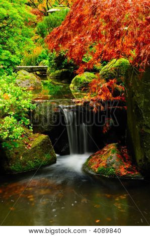 Herbstfarben und Wasserfall