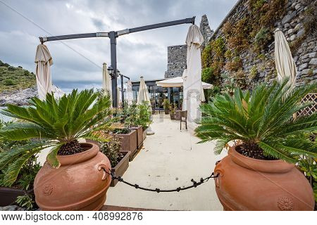 Porto Venere, Italy - October 2020: View Of Restaurant Le Boche