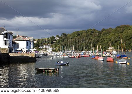 Fowey (england), Uk - August 19, 2015: Fowey Harbor, Cornwall, England, United Kingdom.