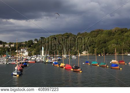 Fowey (england), Uk - August 19, 2015: Fowey Harbor, Cornwall, England, United Kingdom.