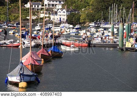 Fowey (england), Uk - August 19, 2015: Fowey Harbor, Cornwall, England, United Kingdom.