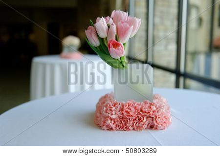 Pink Tulips Wedding Centerpiece