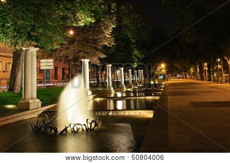 Fountain in Madrid at the night