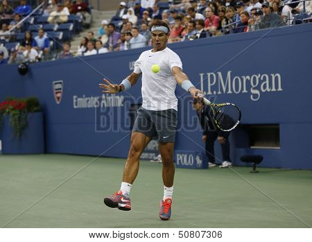 Twelve times Grand Slam champion Rafael Nadal during his semifinal match at US Open 2013