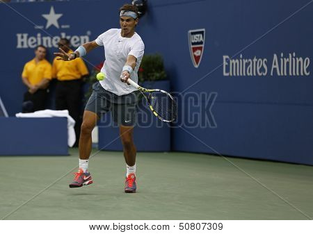 Twelve times Grand Slam champion Rafael Nadal during his semifinal match at US Open 2013