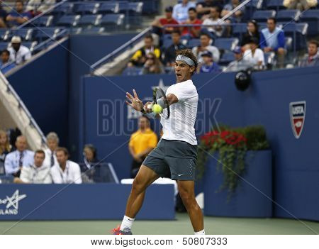 Twelve times Grand Slam champion Rafael Nadal during his semifinal match at US Open 2013