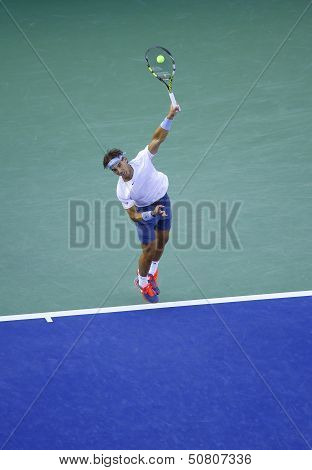 Twelve times Grand Slam champion Rafael Nadal during his semifinal match at US Open 2013