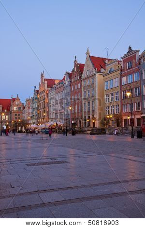 Houses of Dluga street at night, Gdansk
