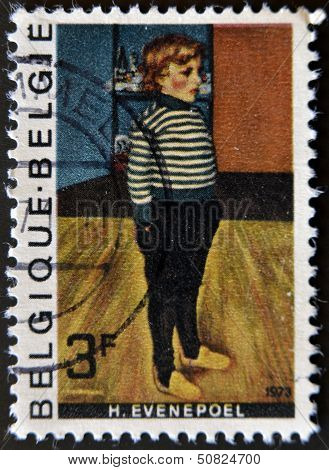 Belgium - Circa 1973: A Stamp Printed In Belgium Shows A Painting By Henry Evenepoel, Circa 1973