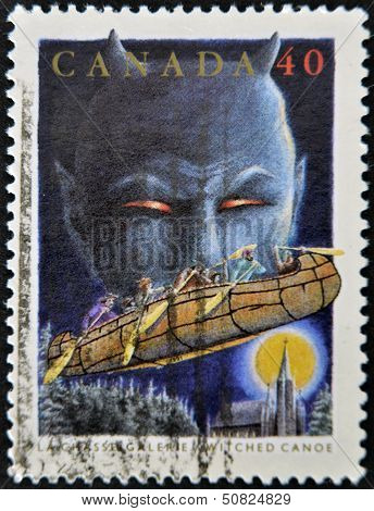 Canada - Circa 1991: A Stamp Printed By Canada, Shows Folktales, Witched Canoe, Circa 1991