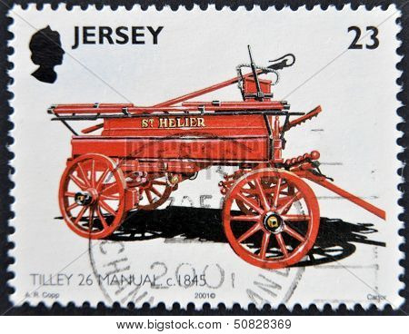 JERSEY - CIRCA 2001: A stamp printed in Jersey shows Tilley 26 manual c. 1845 circa 2001
