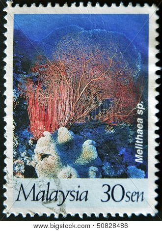 Malaysia - Circa 1997: A Stamp Printed In Malaysia Shows Melithaea Sp., Circa 1997