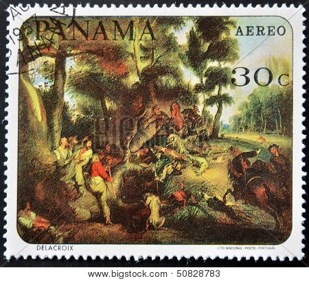 Panama - Circa 1967: A Stamp Printed In Panama Shows A Work By Delacroix, Circa 1967