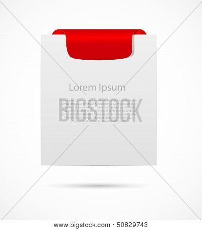 White card with  ribbon vector illustration