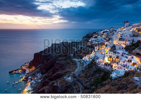 Night Shot Oia Santorini Greece