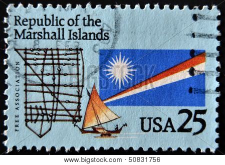 USA - CIRCA 1990: Stamp dedicated to Republic of the Marshall Islands