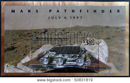 United States Of America - Circa 1997: A Stamp Printed In Usa Shows Mars Pathfinder, July 4