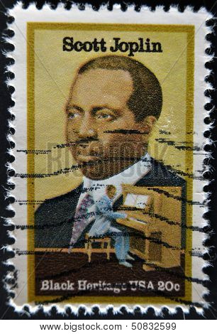 Usa - Circa 1997 : Stamp Printed In Usa Shows Scott Joplin American Composer And Pianist, Circa 1997