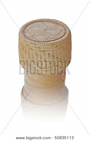 The circle box make with bamboo on isolated white background.