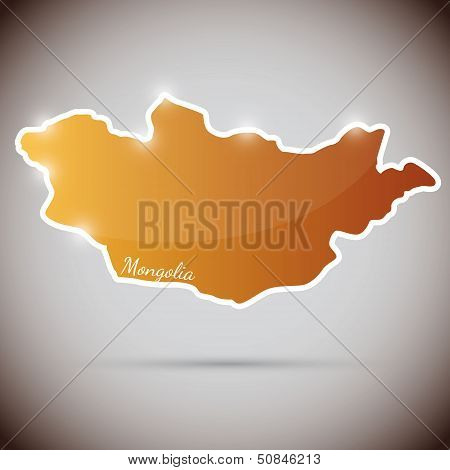 vintage sticker in form of Mongolia