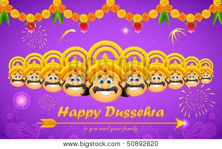 illustration of Raavana with ten heads for Dussehra