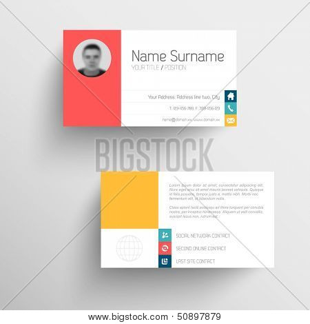Modern simple light business card template with flat user interface