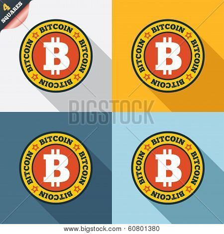 Bitcoin sign icon. Cryptography currency symbol