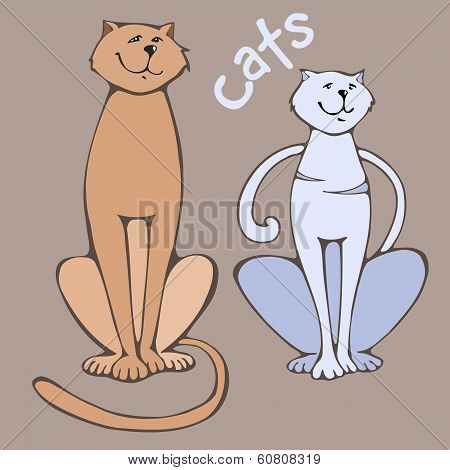 Two sittting cats