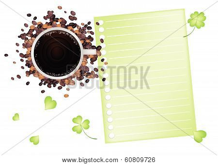 Coffee And Shamrock With A Blank Paper