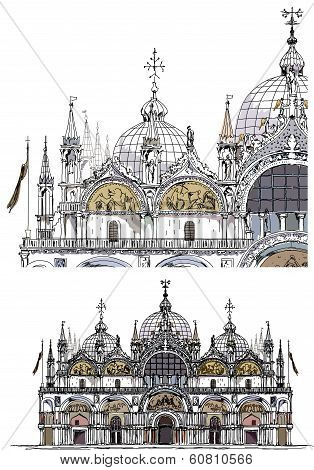 Venice San Marco square, Venice illustration sketch collection