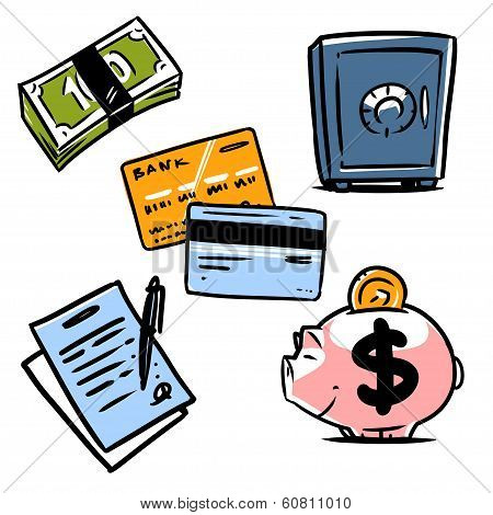 banking illustration icons set 1